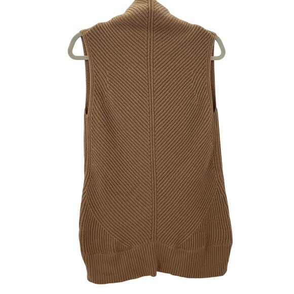 Vince M Sleeveless Ribbed Sweater 70% Wool 30% Cashmere Camel Turtleneck - Picture 7 of 7